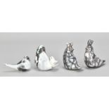 NICHOLA HANMAN; a group of four naked raku bird sculptures, impressed NJH marks, tallest 8cm (4). (