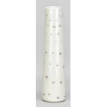JACK DOHERTY (born 1948); a tall cylindrical porcelain vase covered in soda vapour glaze with