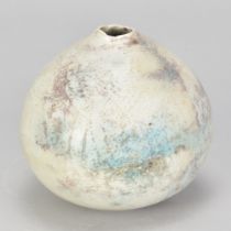 ALAN WALLWORK (1931-2019); a porcelain globular pot with turquoise and pink hues, incised AW mark,
