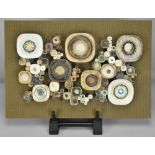 ANNE PLANT (1934-2019); 'Thalia', a stoneware wall hanging bolted on hessian covered board,