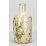 JIM MALONE (born 1946); a square stoneware bottle covered in nuka and iron glaze with incised