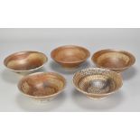 MICKI SCHLOESSINGK (born 1949); a set of five salt glazed bowls, impressed M marks, largest diameter