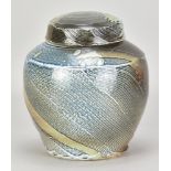 RUTHANNE TUDBALL (born 1948); a lightly faceted stoneware ginger jar covered in soda glaze with