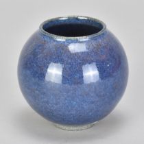 ADAM BUICK (born 1978); a miniature stoneware moon jar covered in mottled blue glaze, impressed AB