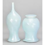 JOANNA HOWELLS (born 1960); a tall porcelain bottle covered in jun glaze, impressed JH mark,