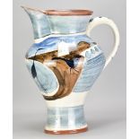 JAMES CAMPBELL (1942-2019); a very large earthenware jug decorated with a landscape scene inspired