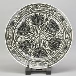 JULIA CARTER PRESTON (1926-2012); an earthenware charger/wall hanging with sgraffito decoration
