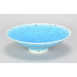 PETER WILLS (born 1955); a grogged porcelain bowl covered in pale blue glaze, incised signature