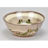 JENNIE HALE; an earthenware bowl decorated with frogs, painted signature, diameter 17.5cm. (D)
