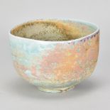 JACK DOHERTY (born 1948); a square porcelain bowl covered in soda vapour glaze, impressed mark,