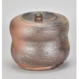 PASCAL GEOFFROY (born 1951); a wood fired stoneware caddy partially covered in green ash glaze