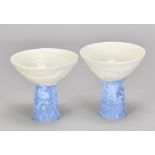 YUK-KAN YEUNG (born 1959); a pair of small porcelain pedestal bowls, impressed marks, diameter 8.5cm
