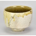 MARK GRIFFITHS (born 1956); a salt glazed bowl covered in white glaze with green ash top and incised