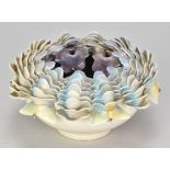 JENNY BEAVAN (born 1950); a porcelain bowl with applied modelled decoration, painted JB mark,