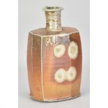 PHIL ROGERS (1951-2020); a faceted salt glazed bottle with shell decoration, impressed PR mark,