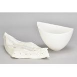 SASHA WARDELL (born 1956); a slip cast eggshell bone china bowl with wavy rim, incised SKW mark,