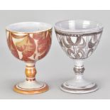 ALAN CAIGER-SMITH (1930-2020); a tin glazed earthenware goblet decorated in red and gold, painted