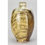 JIM MALONE (born 1946); a stoneware bottle covered in iron glaze with nuka top, ash glaze over