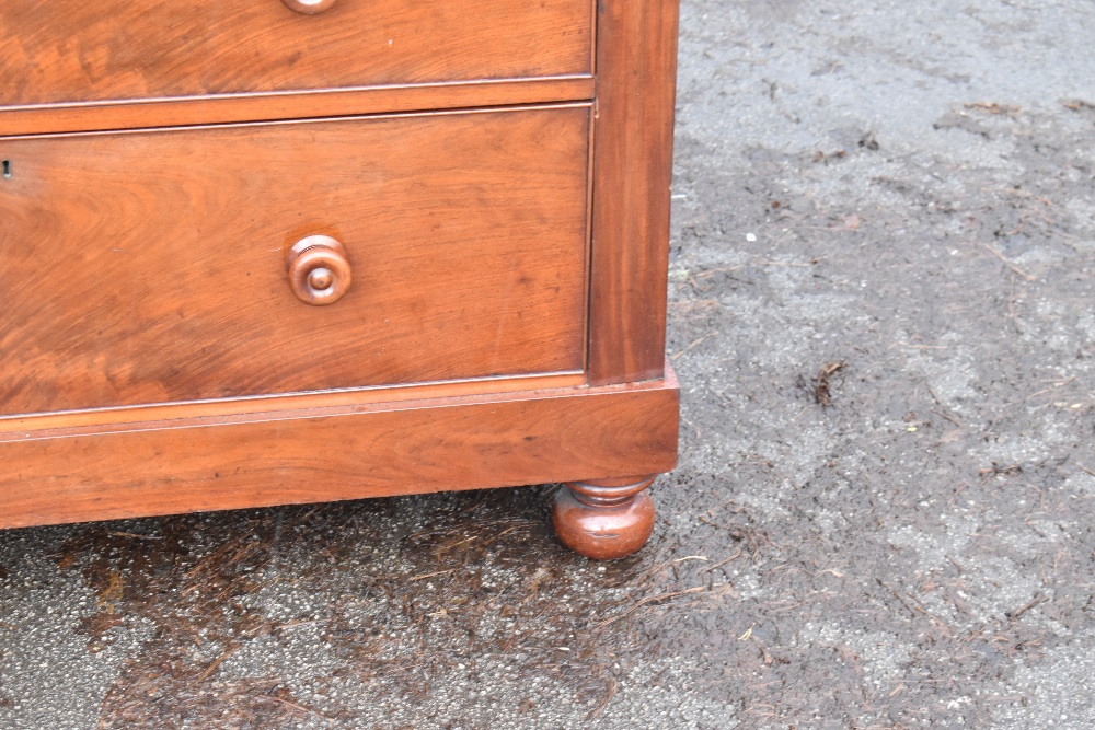A 19th century mahogany chest, with two short and three long drawers, on turned feet, height 108cm - Image 3 of 5
