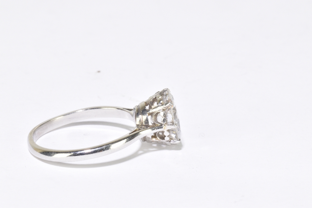 A platinum and diamond solitaire ring, the eight claw set round brilliant cut stone weighing 2.45ct, - Image 2 of 3