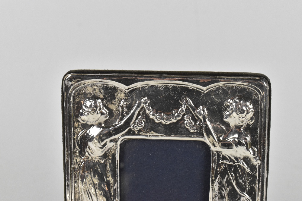 DAVID RICHARDS & SONS; an Elizabeth II hallmarked silver mounted easel back photograph frame in - Image 3 of 4