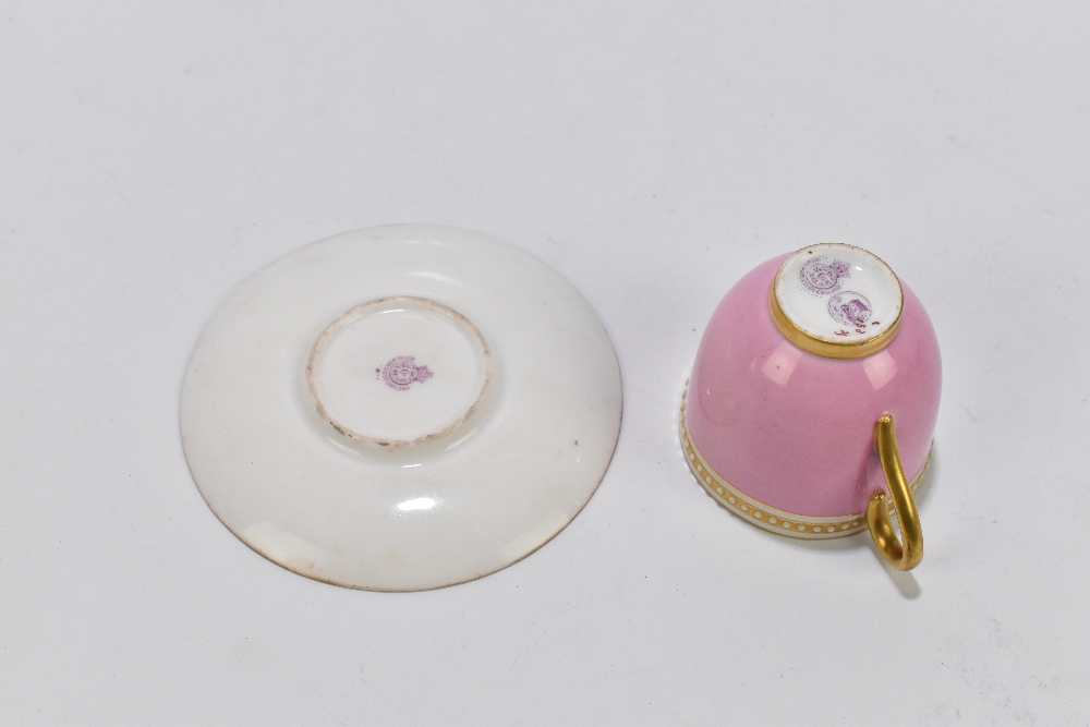 ROYAL WORCESTER; a hand painted cabinet cup and saucer decorated with roses by Twin, with a pink - Image 7 of 8