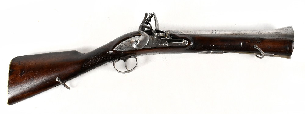 A late 18th century flintlock blunderbuss, the plate inscribed 'Twigg', with adzed detail to the