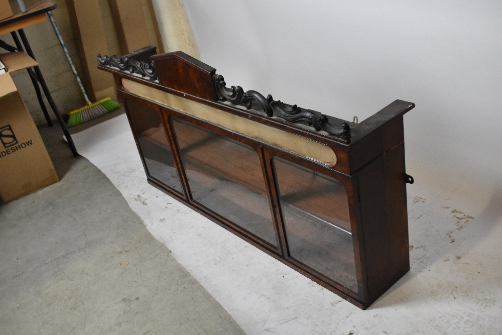 A set of Victorian mahogany wall mounted display shelves, probably originally from a shop, width - Image 4 of 4