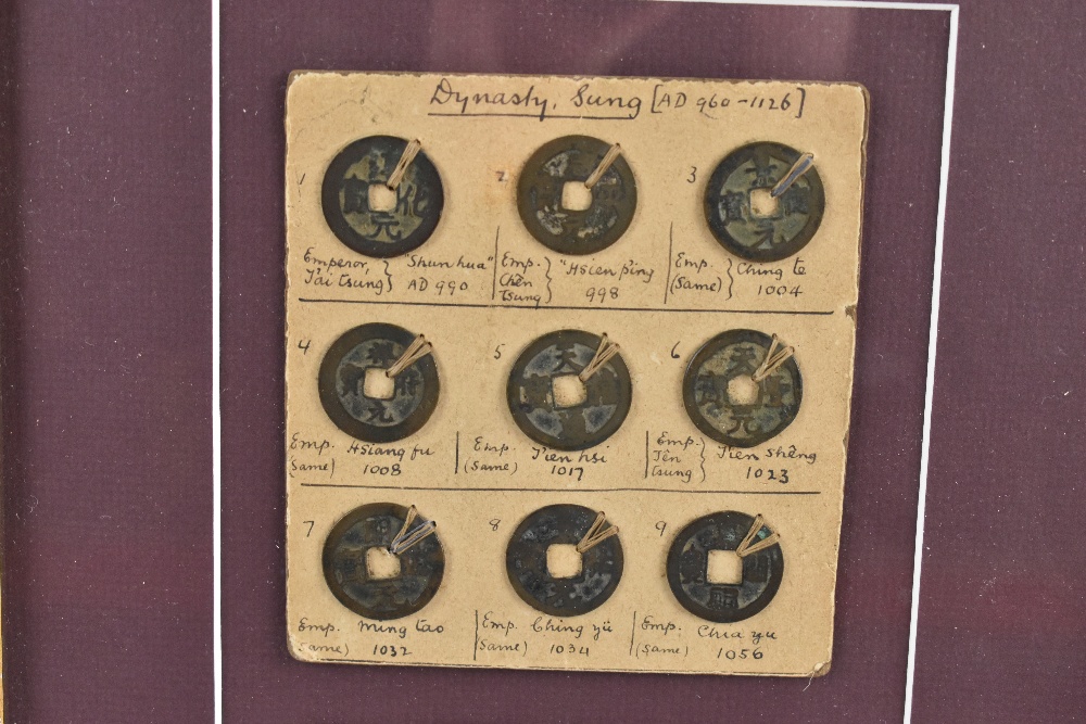 An unusual collection of eighteen Chinese Song (AD960-1126) Dynasty coins, set as two sets of - Image 2 of 3