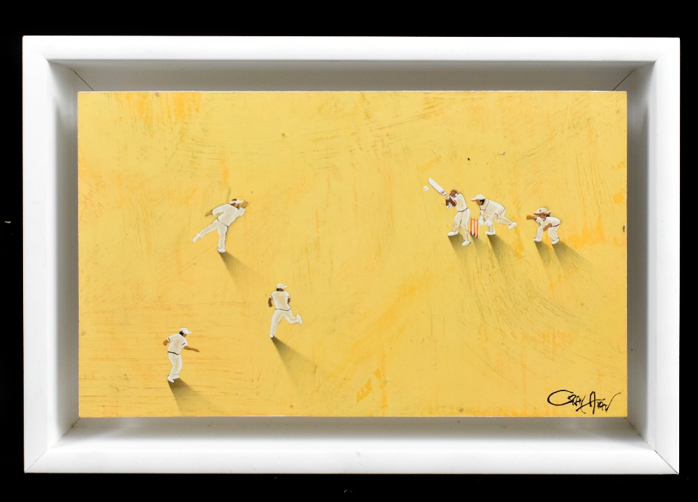 CRAIG ALAN; oil on board, 'Wickets', signed lower right, 26 x 15cm, framed. Additional