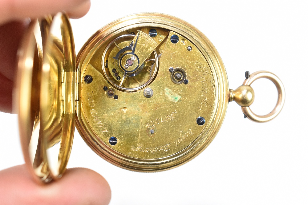 An early Victorian 18ct yellow gold open faced packet watch with Roman numerals to the circular - Image 4 of 4