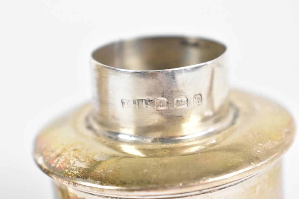 Three hallmarked silver tea caddies, comprising an Edwardian example with twin loop handles, - Image 3 of 4