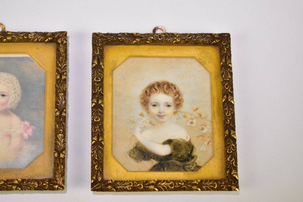 ENGLISH SCHOOL - LATE 19TH CENTURY; set of three watercolour miniatures on ivory, portraits of young - Image 4 of 8