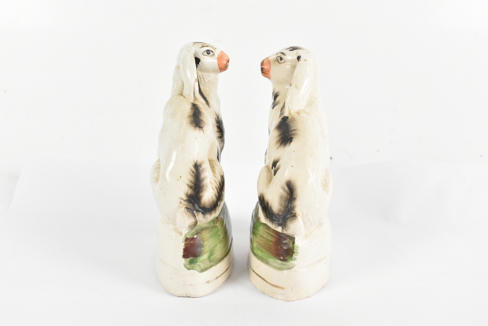 A pair of Victorian Staffordshire flatback rabbit figures, height 15cm.Additional InformationOne has - Image 4 of 4