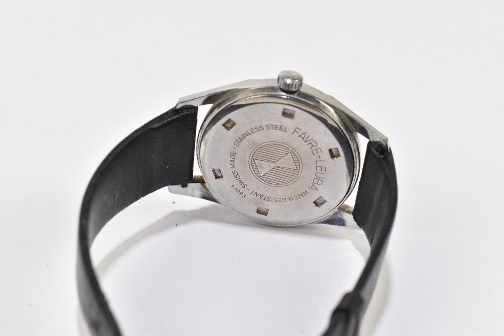 FAVRE-LEUBA; a gentleman's vintage stainless steel 'Sea King' wristwatch with baton markers to the - Image 2 of 3