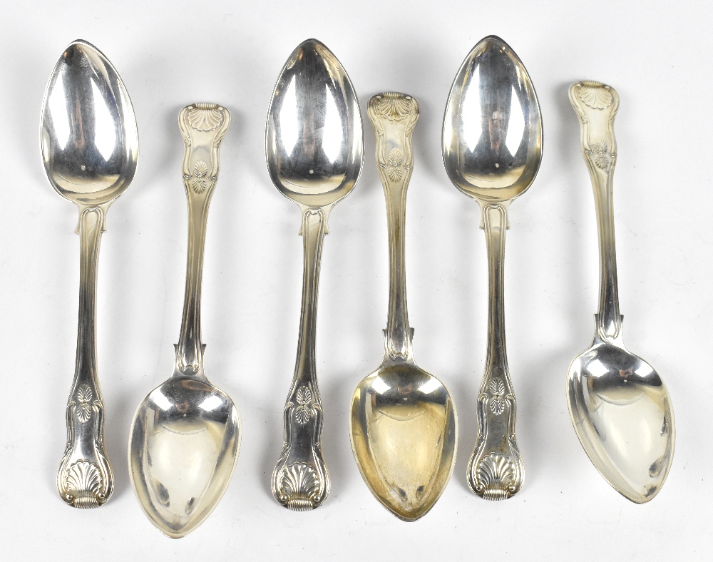 WILLIAM BATEMAN; a set of six George III hallmarked silver Kings pattern dessert spoons, London