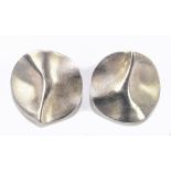 BJORN WECKSTROM FOR LAPPONIA; a pair of silver 'Savanna' earrings, M8 for 1950, diameter 22mm.