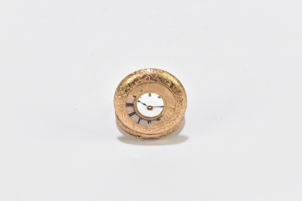 A lady's 14ct yellow gold half hunter crown wind fob watch, with remains of enamel outer dial - Image 2 of 3