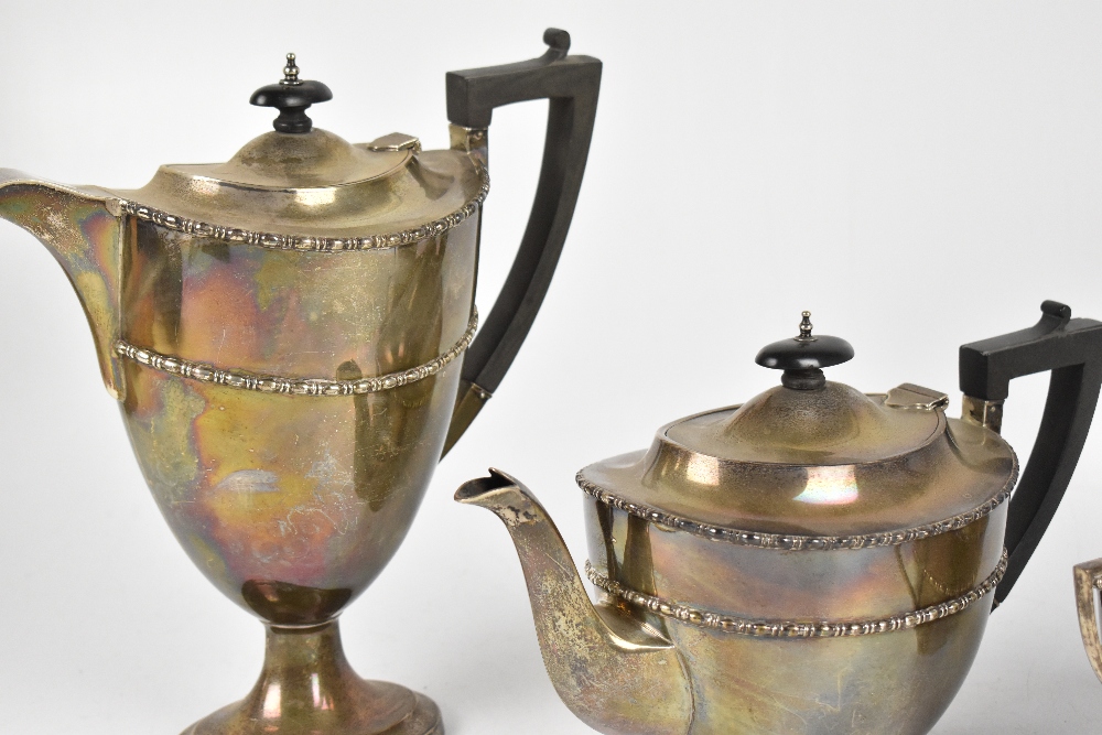 JAMES DEAKIN & SONS; a George V hallmarked silver four piece tea service, Sheffield 1918, height - Image 2 of 4