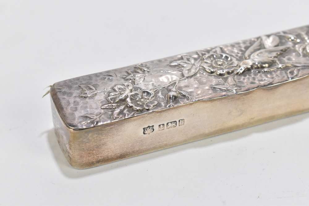 TH HAZLEWOOD & CO; a Edward VII hallmarked silver rectangular dressing table box, the cover with - Image 2 of 3