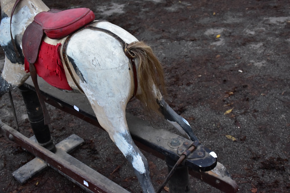 A painted rocking horse for restoration, length of stand approx 117cm. - Image 3 of 4