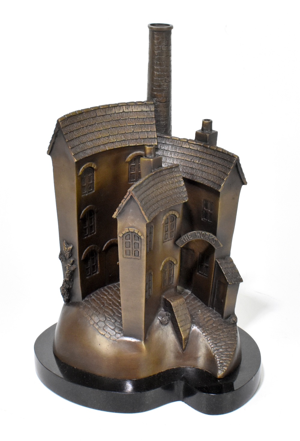 PAUL HORTON; a cast bronze limited edition sculpture, 'Homes & Hearts', numbered 41/75, height 30.