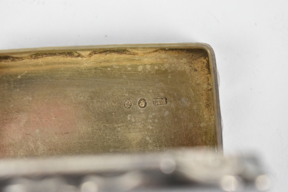 FREDERICK MASON; a Victorian hallmarked silver serpentine snuff box, with engraved detailing, - Image 3 of 3