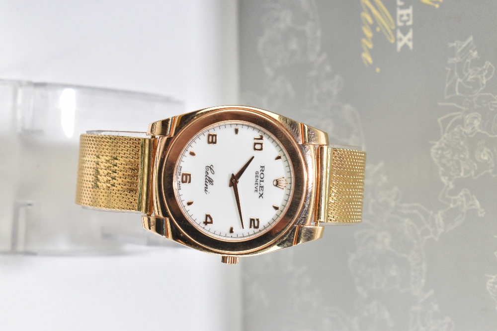 ROLEX, a gentleman's 18ct yellow gold manual wind Cellini wristwatch, the white dial set with batons - Image 2 of 4