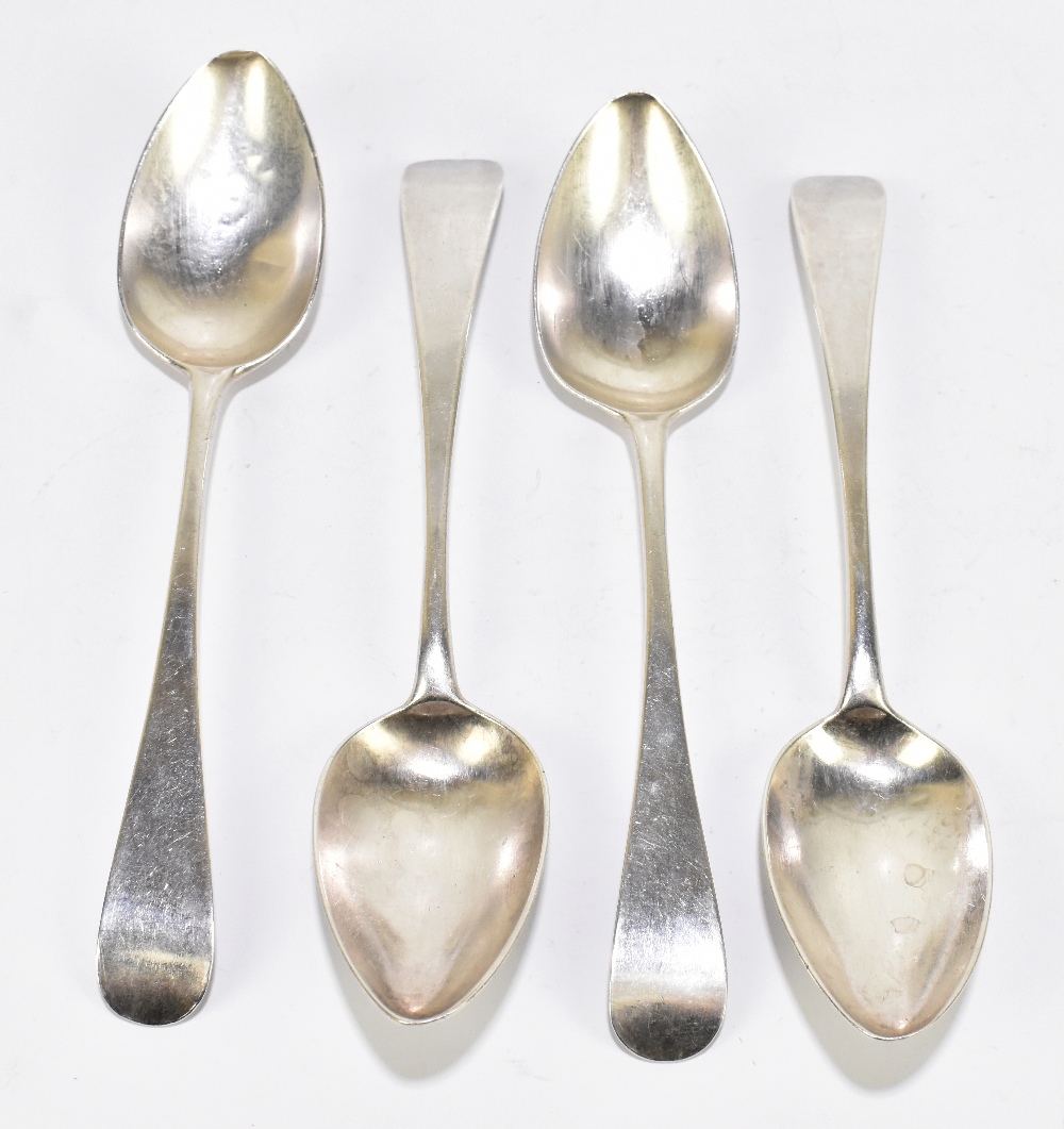 PETER & ANN BATEMAN; a set of four William IV hallmarked silver serving spoons of plain form, London