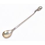 GEORG JENSEN; a Blossom pattern silver preserve spoon, length 17.5cm, fully hallmarked and stamped