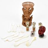 A mixed lot of collectors' items including decorative Chinese style erotic head seal, eleven