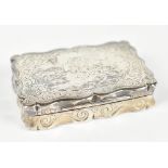 FREDERICK MASON; a Victorian hallmarked silver serpentine snuff box, with engraved detailing,