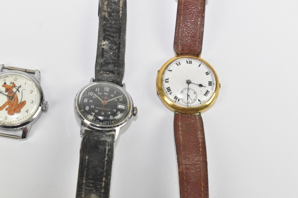 An 18ct yellow gold wristwatch with Roman numerals to the white enamel dial (af), a further Vertex - Image 4 of 8