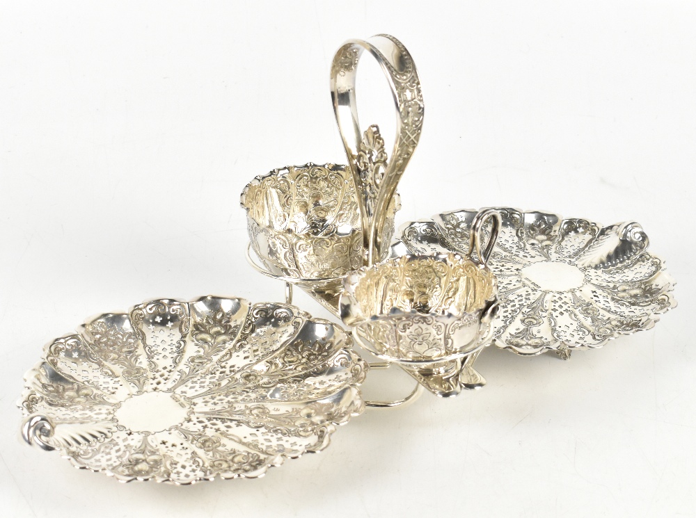 JAMES DIXON & SONS; a Victorian hallmarked silver strawberry and cream set with a pair of detachable